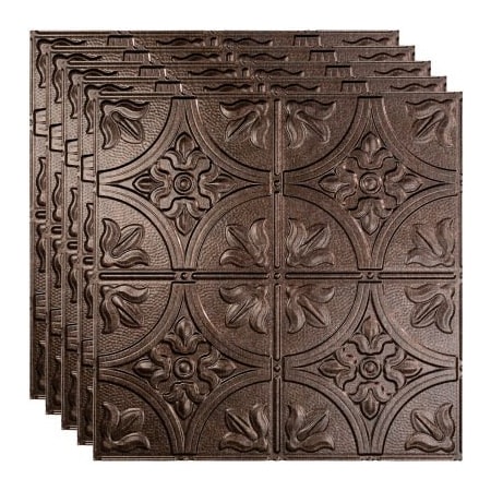 Acoustic Ceiling Products Fasade Traditional Syle # 2 - 23-3/4" x 23-3/4" PVC Lay In Tile in Smoked Pewter - PL5227